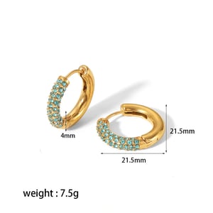 1 Pair Luxurious Sweet Style Ring Shape Stainless Steel  Gold Color Inlay Rhinestone Women's Hoop Earrings h5 Picture4